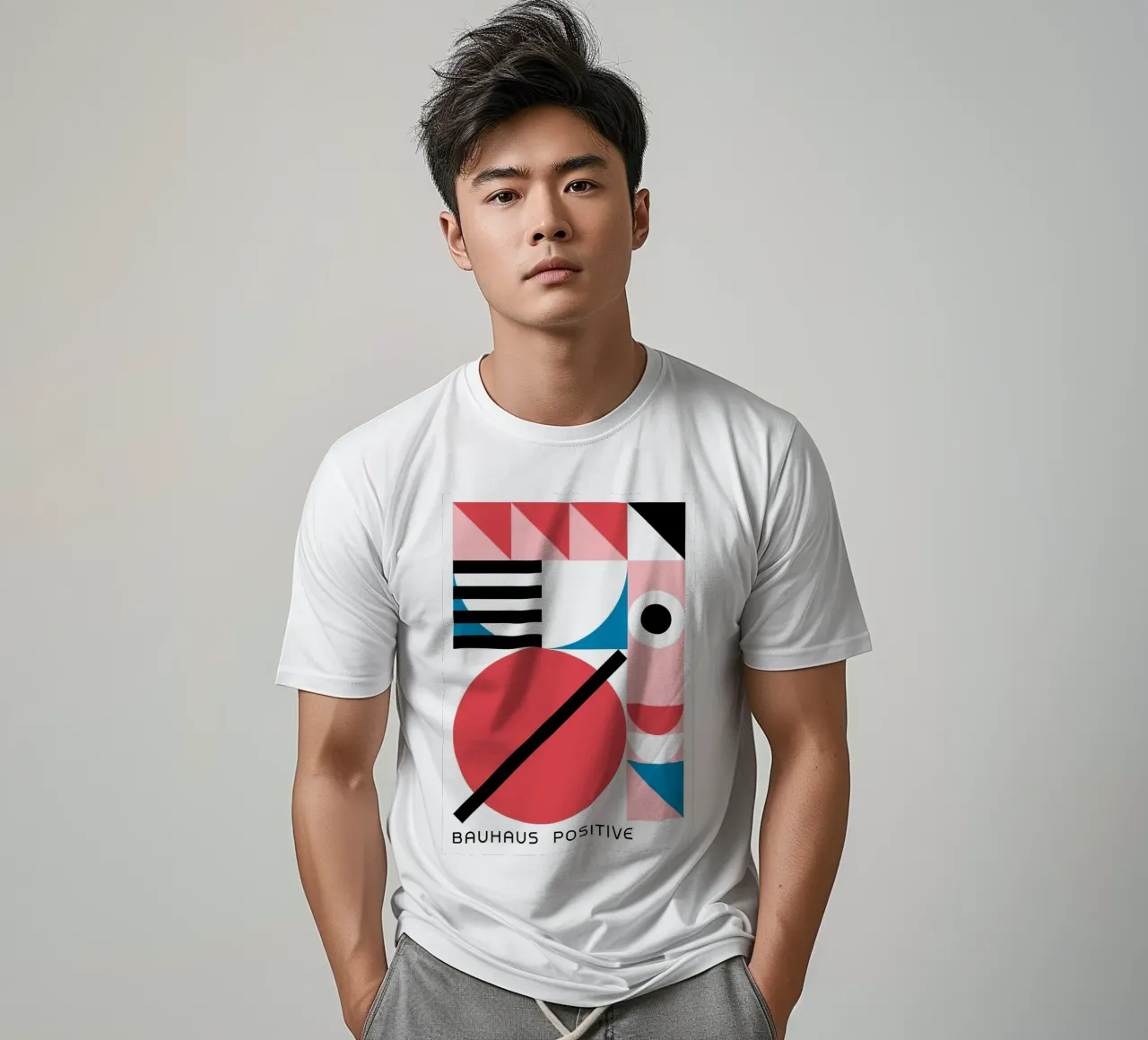 Impresión en color abstracta geométrica positiva Bauhaus camiseta de NorwesClub
