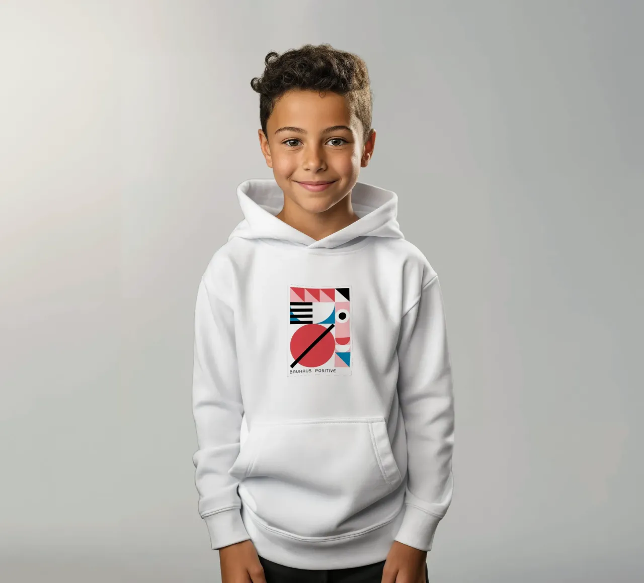 Impresión en color abstracta geométrica positiva Bauhaus sudadera con capucha para niño de NorwesClub