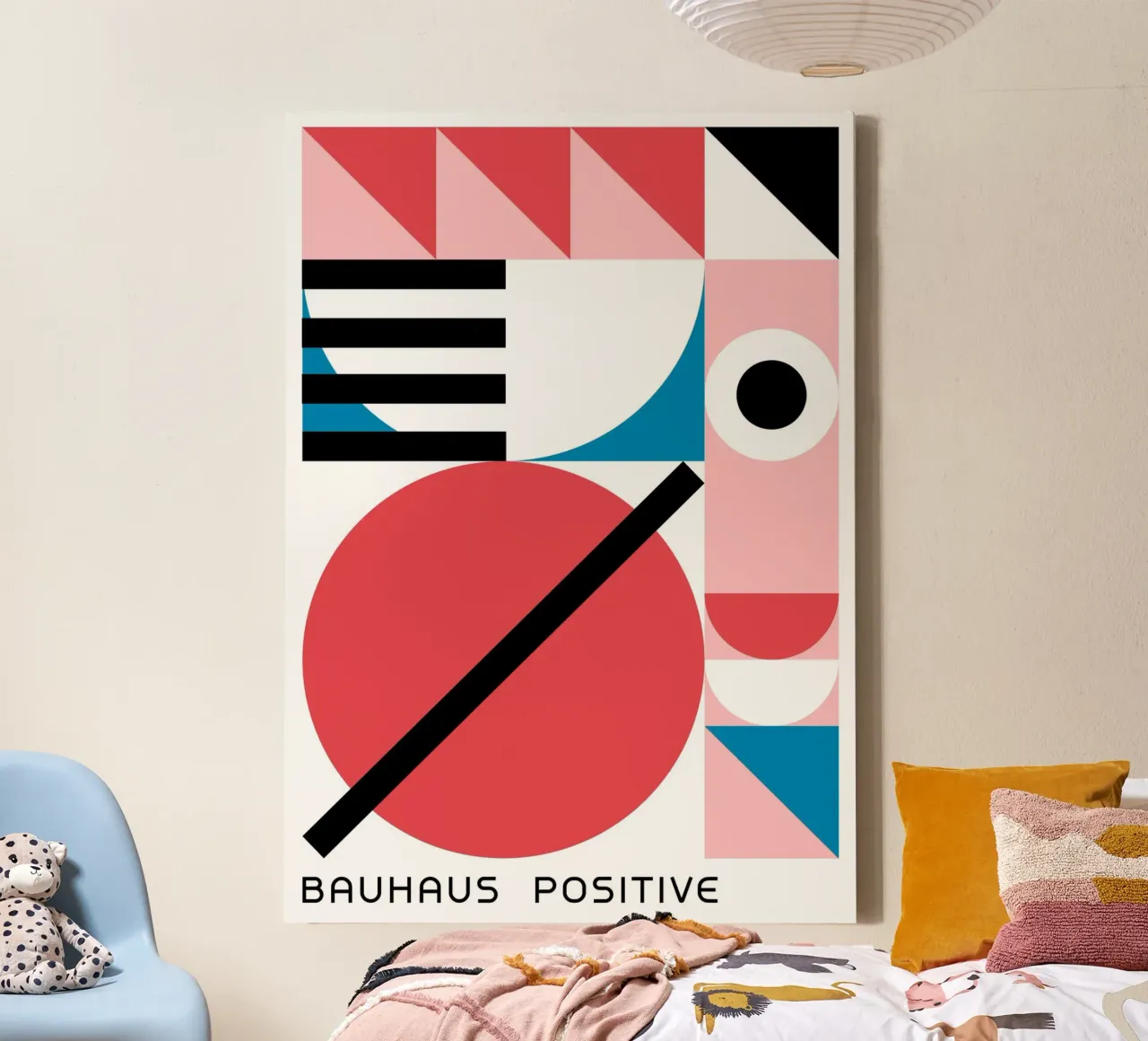 Bauhaus Positieve Geometrische Abstracte Kleurenprint canvas van NorwesClub