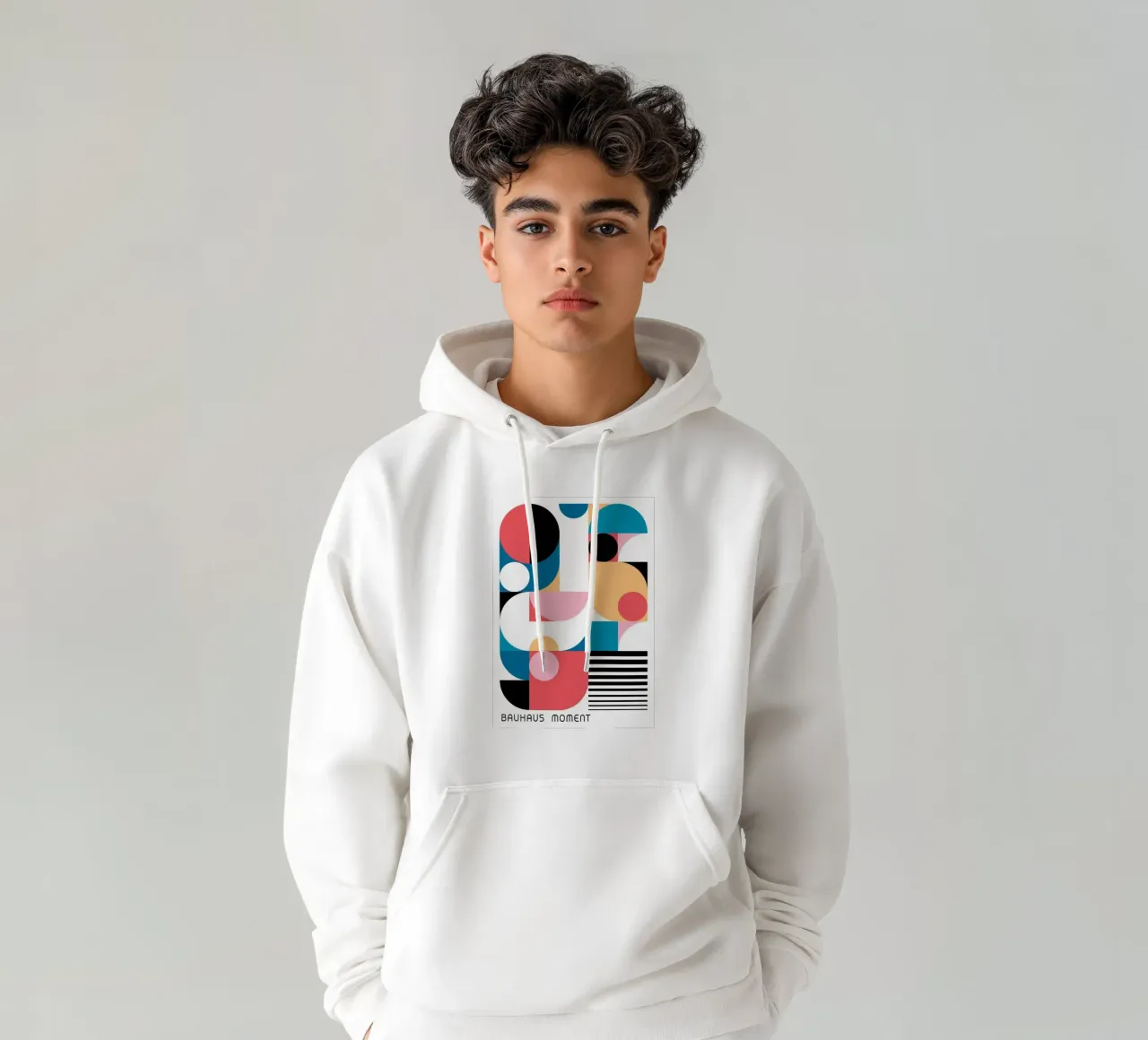 Momento Bauhaus Impresión geométrica abstracta en color sudadera con capucha de NorwesClub