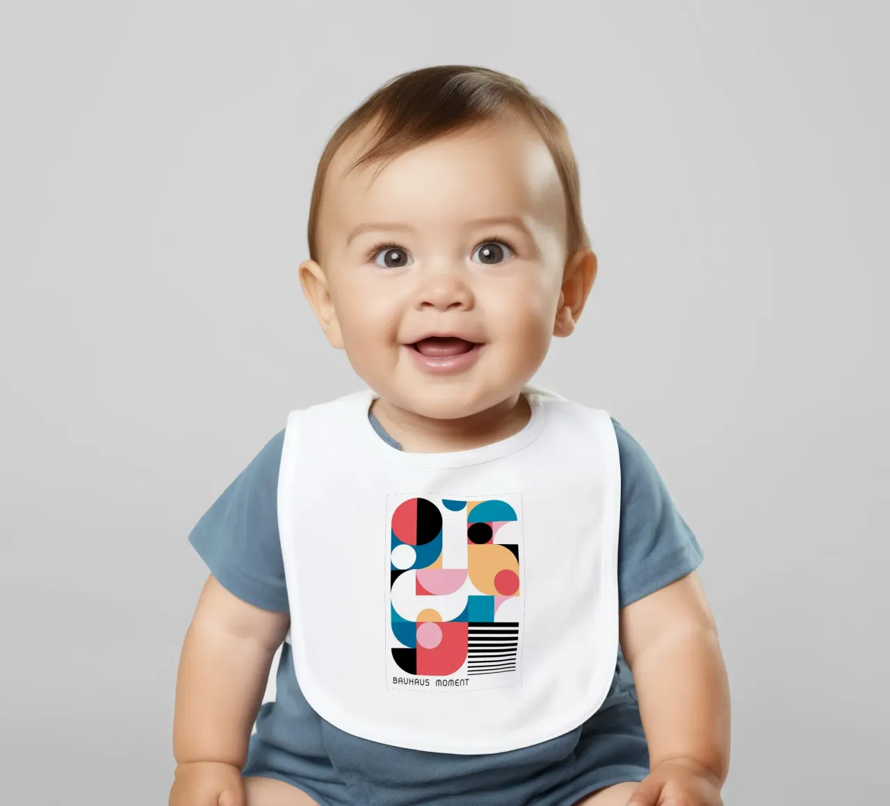 Bauhaus Moment Geometric Abstract Color Print baby bib by NorwesClub