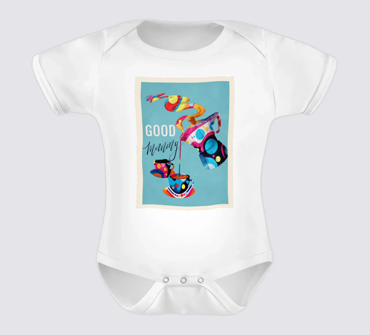 Coffee Time short-sleeve baby romper by Flow Line