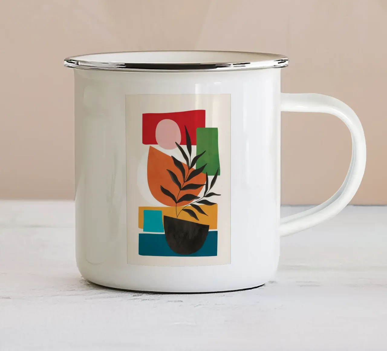 Abstract Minimal Shapes 54 Emaille Tasse von Flow Line
