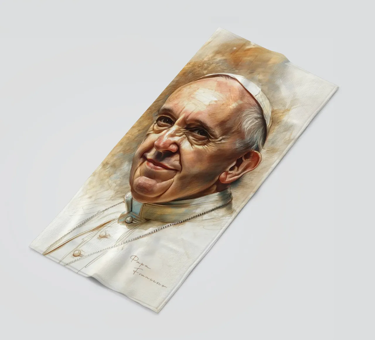 Aquarell Papa Francesco telo mare da Carinaprint