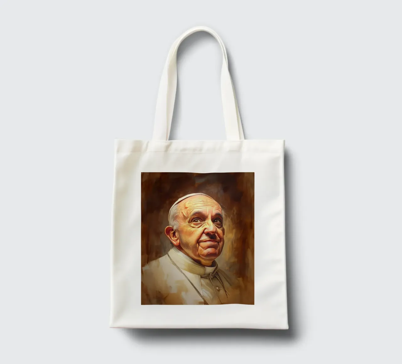Ritratto di Papa Francesco borsa in juta da Carinaprint