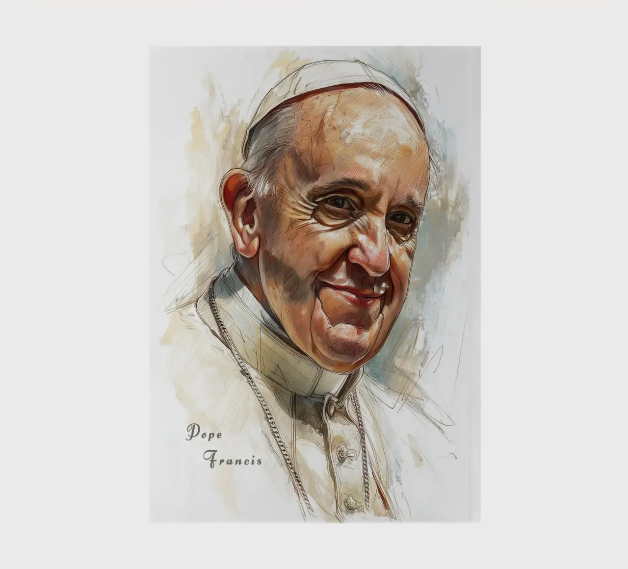 Sketch of Pope Francis notebook by Carinaprint