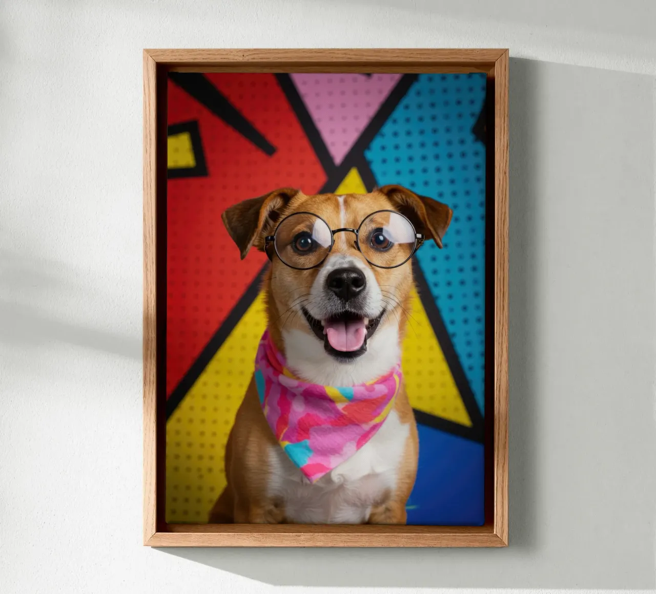 Happy Dog tela con Cornice a cassetta da Pawtrait Studio