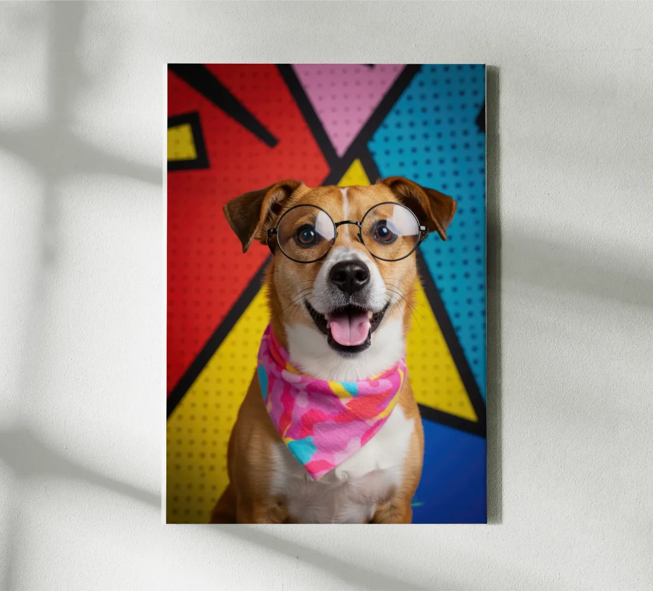 Happy Dog tela con Cornice a cassetta da Pawtrait Studio