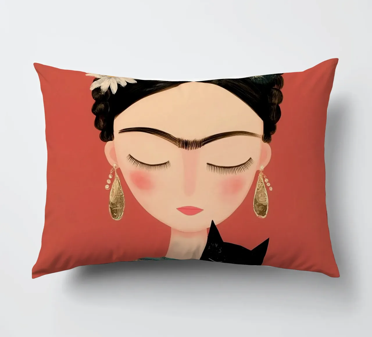 Kleine Frida mit Katze Kissen von Carinaprint