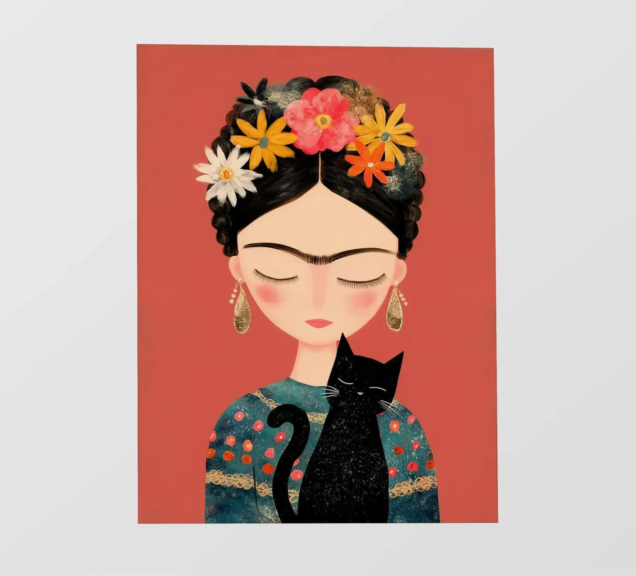 La piccola Frida con il gatto telo in pvc da Carinaprint