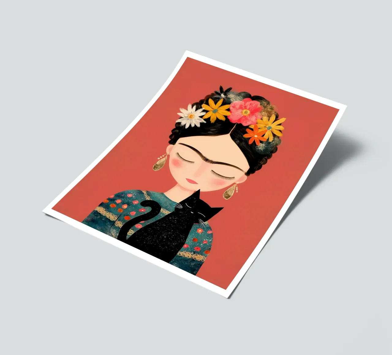 Little Frida with cat sticker sheet by Carinaprint