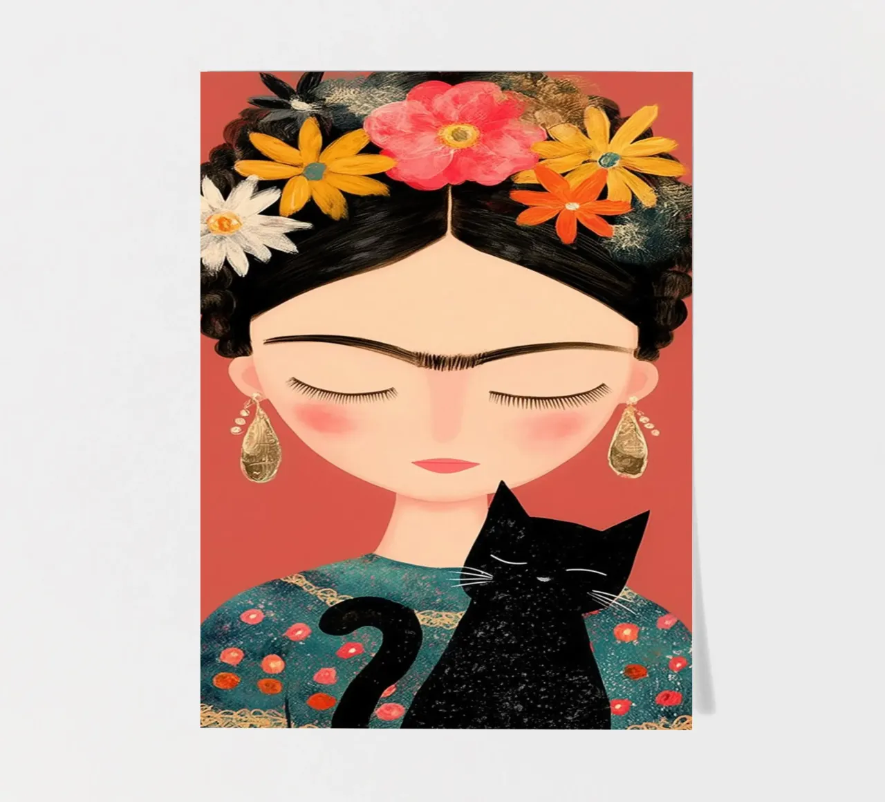 Little Frida with cat sticker sheet by Carinaprint