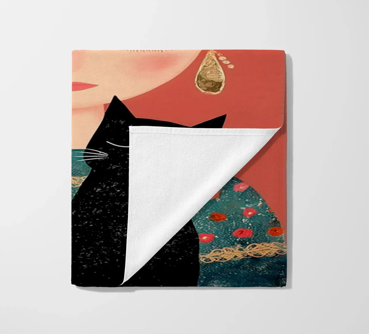 La piccola Frida con il gatto telo mare da Carinaprint