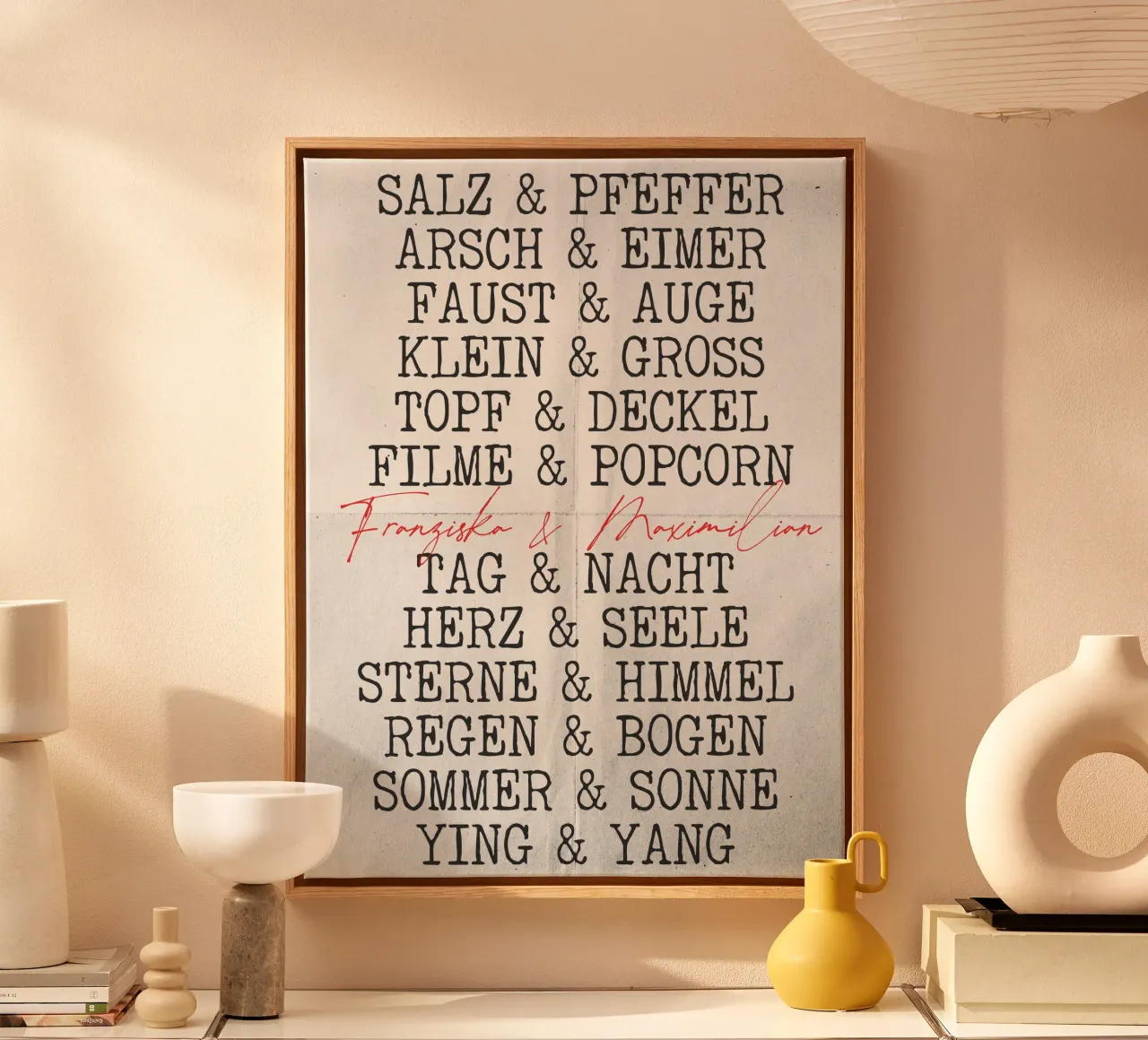 Perfectamente combinados: cuadro de pareja personalizable lienzo con Marco flotante de FRAMELY