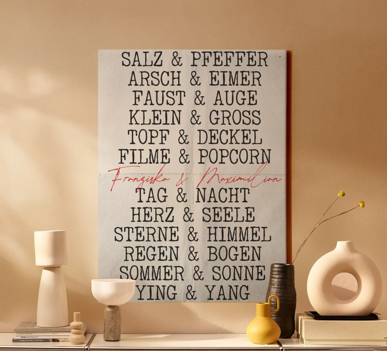 Perfectamente combinados: cuadro de pareja personalizable lienzo con Marco flotante de FRAMELY