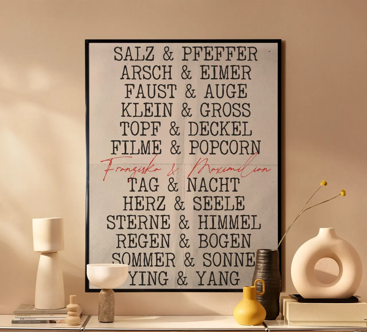 Perfettamente combinati - foto di coppia personalizzabile poster con telaio in legno da FRAMELY