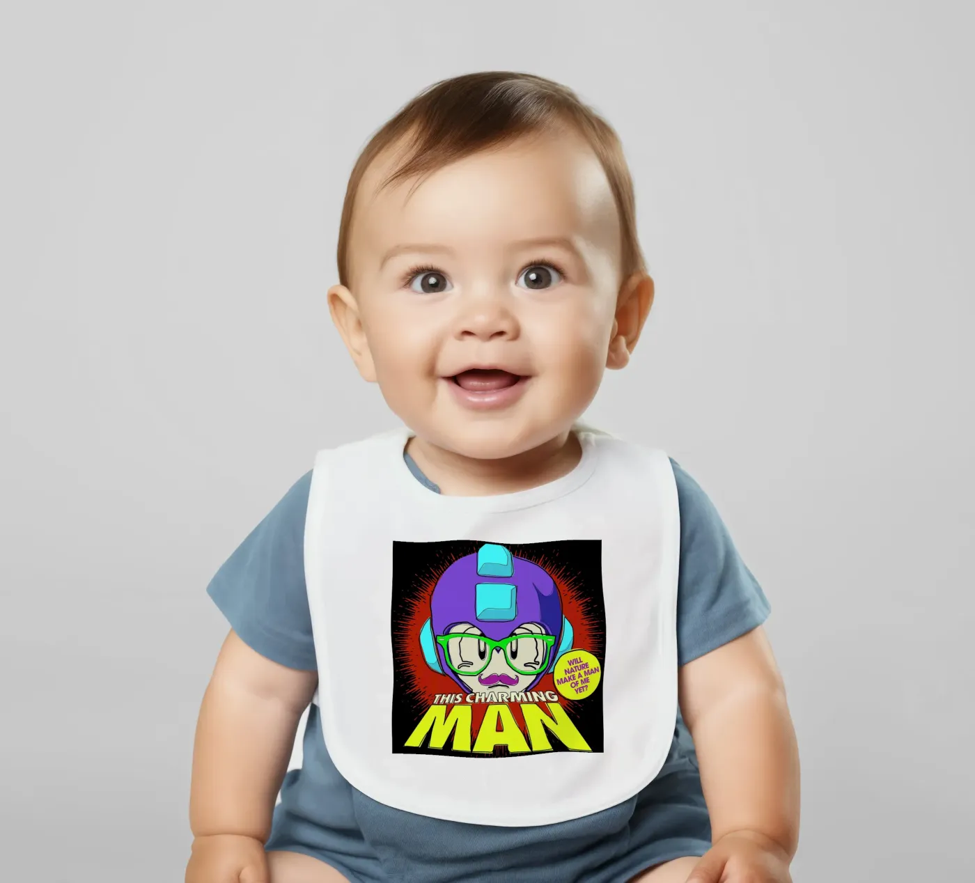 This Charming Mega-Man baby slabbetje van Butcher Billy