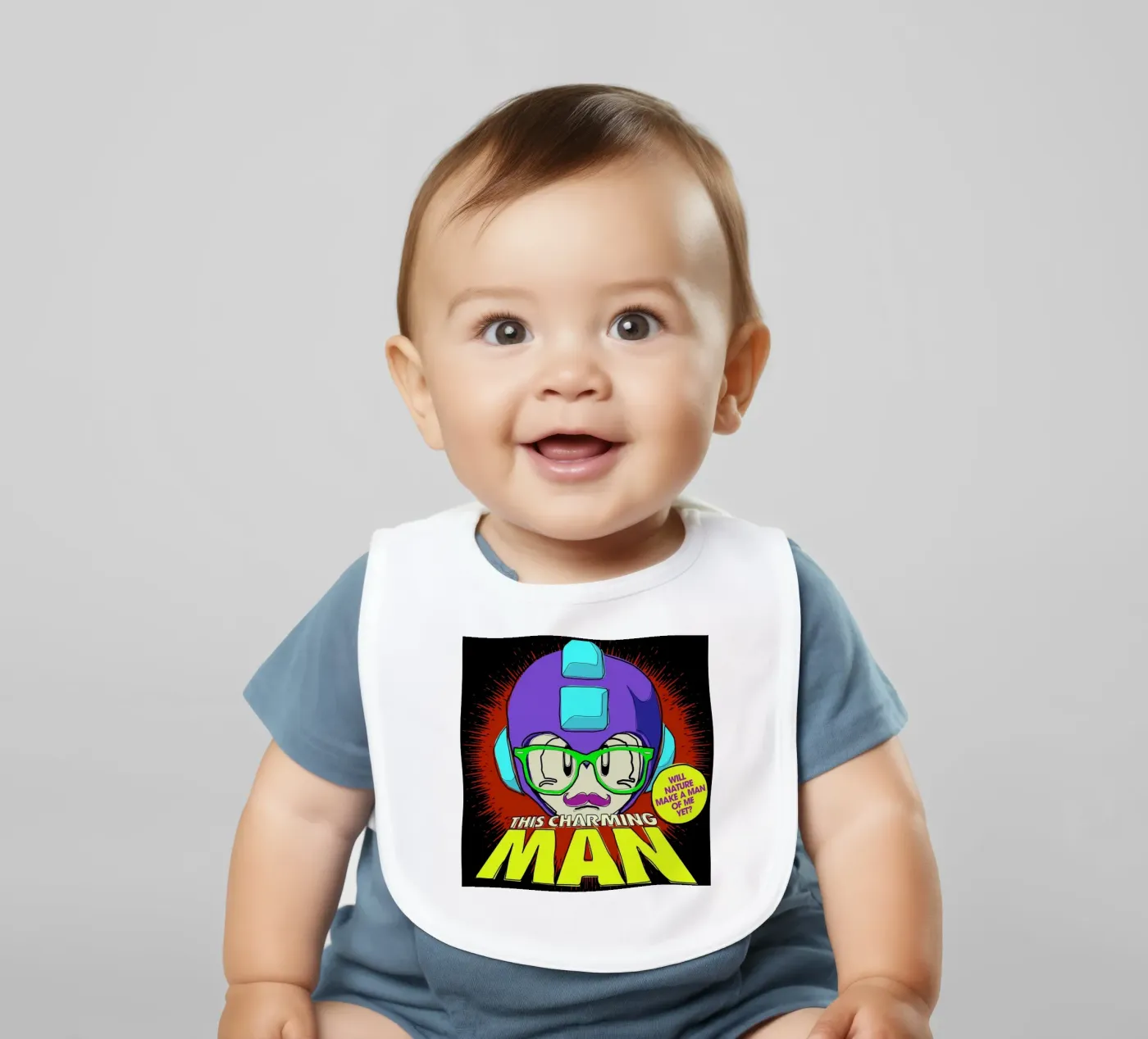 This Charming Mega-Man baby slabbetje van Butcher Billy