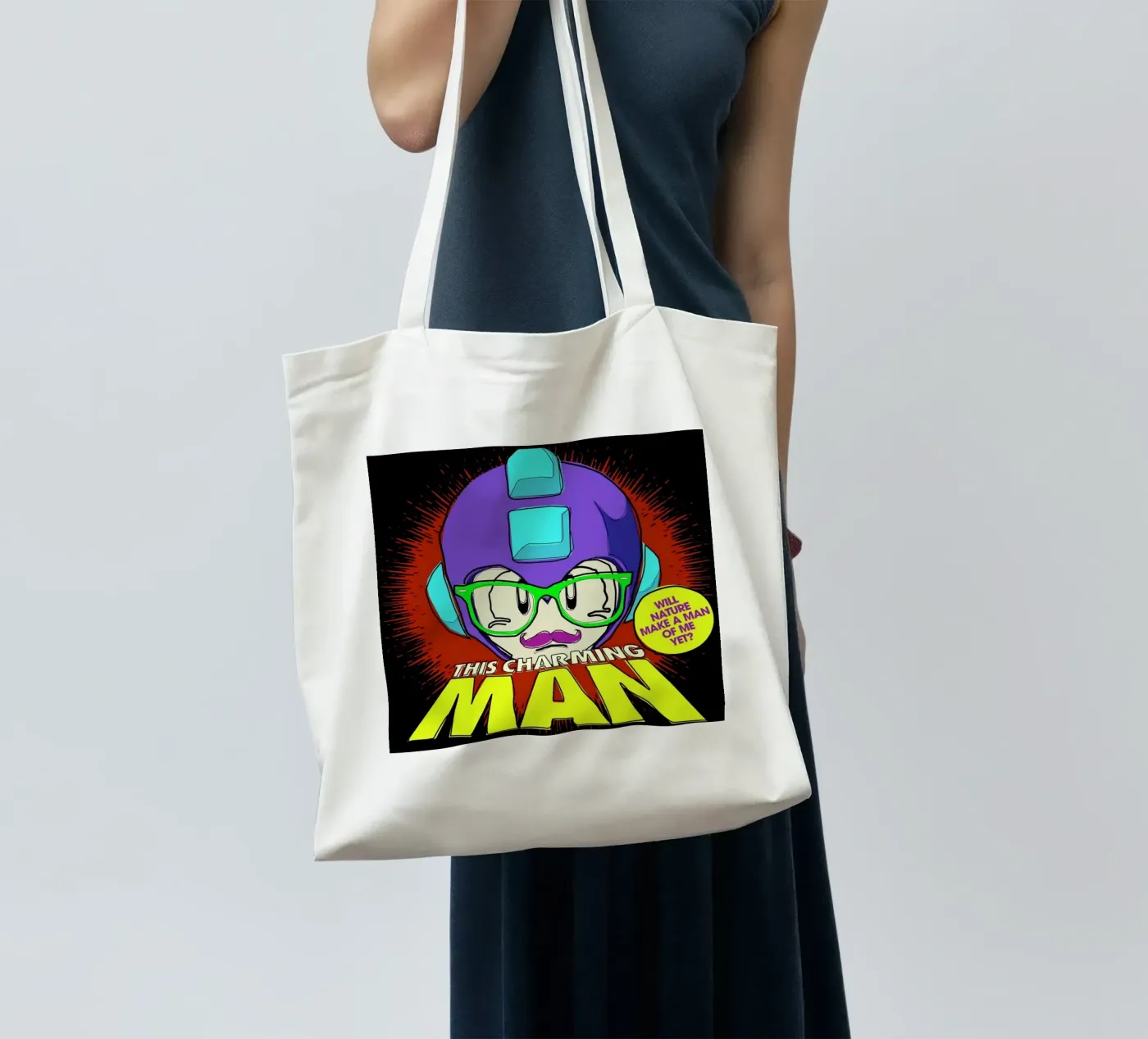 This Charming Mega-Man tote bag by Butcher Billy