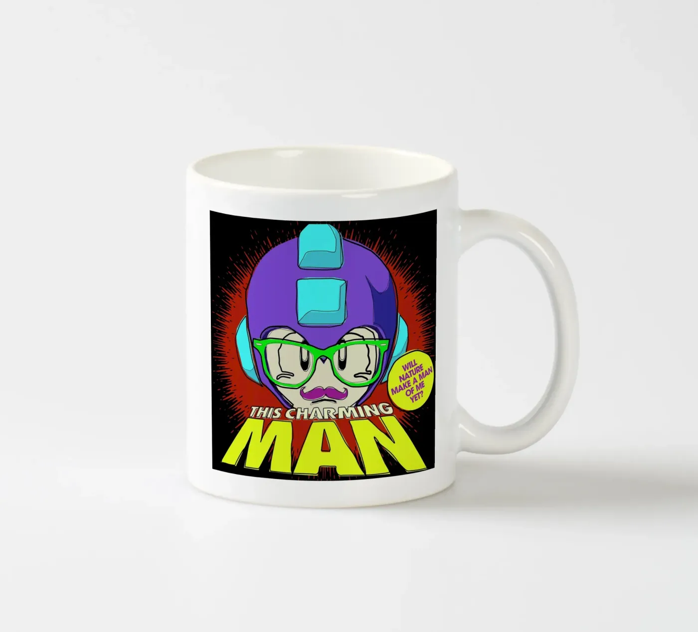 This Charming Mega-Man ceramic mug by Butcher Billy
