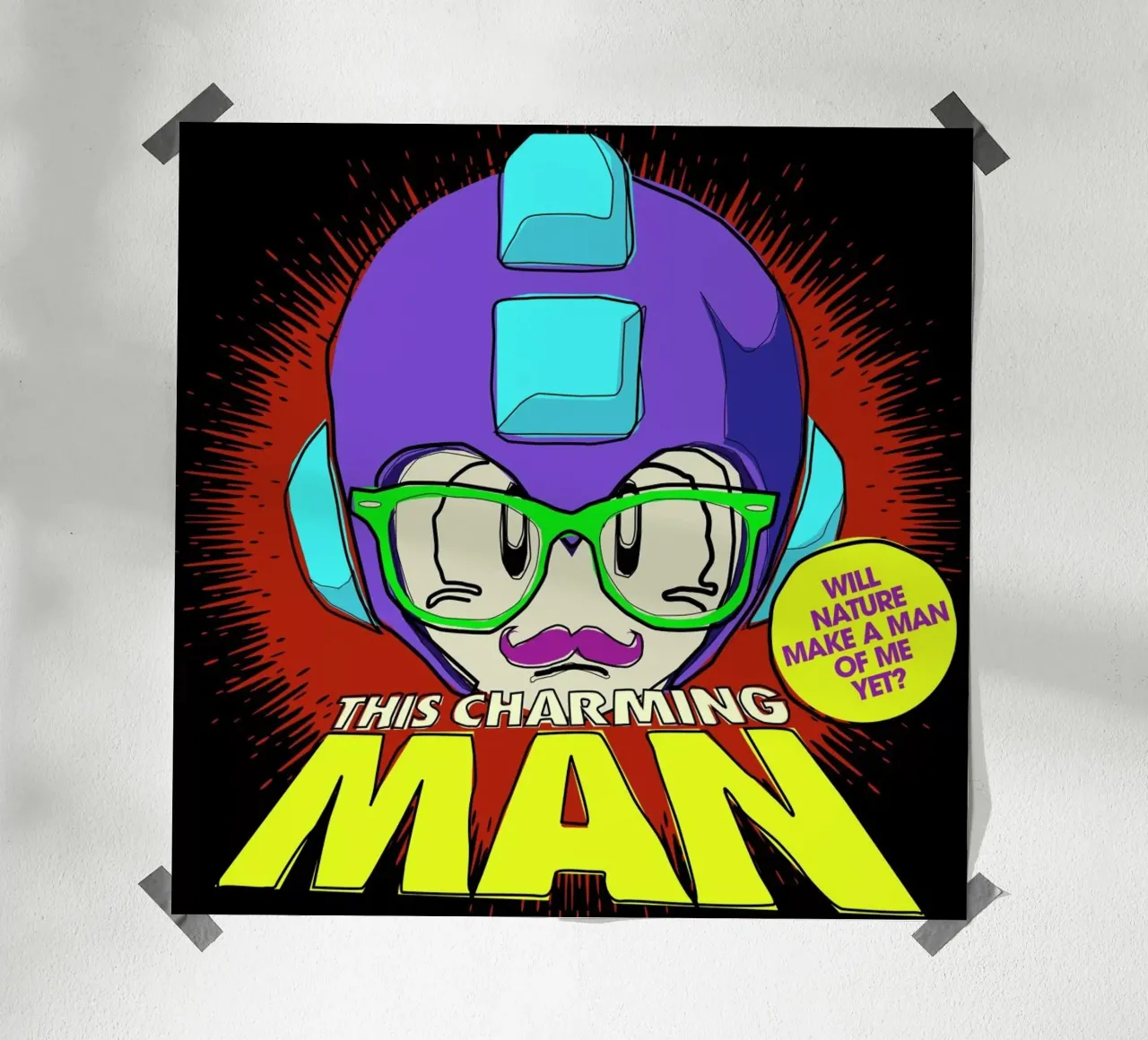 This Charming Mega-Man poster con telaio in alluminio da Butcher Billy