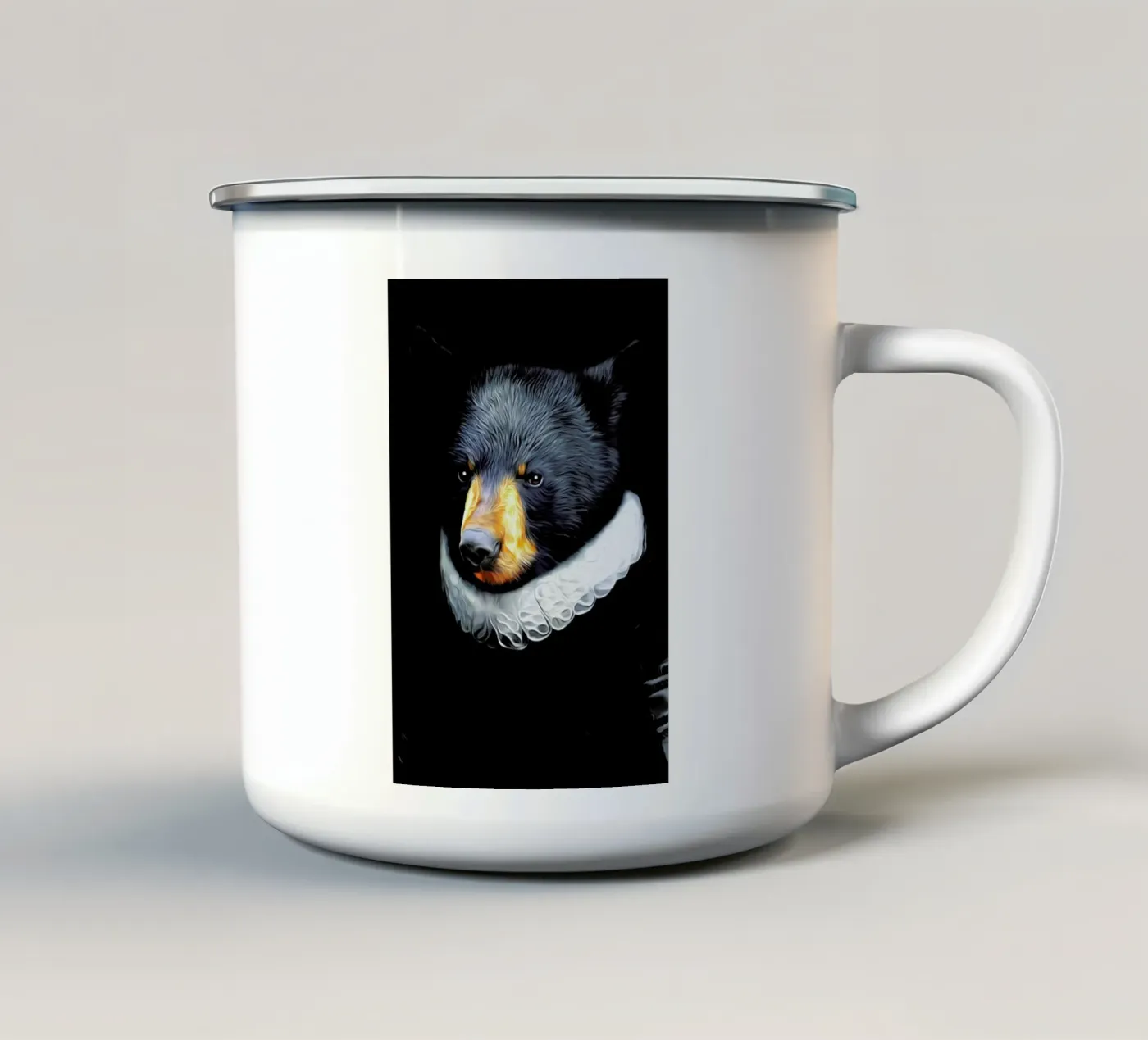 Jon enamel mug by Tein Lucasson