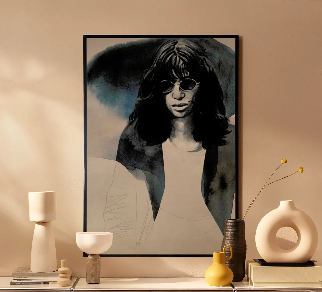 Joey Ramone poster con telaio in alluminio da David Diehl