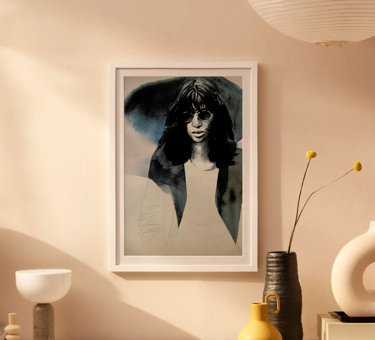 Joey Ramone poster con telaio in alluminio da David Diehl