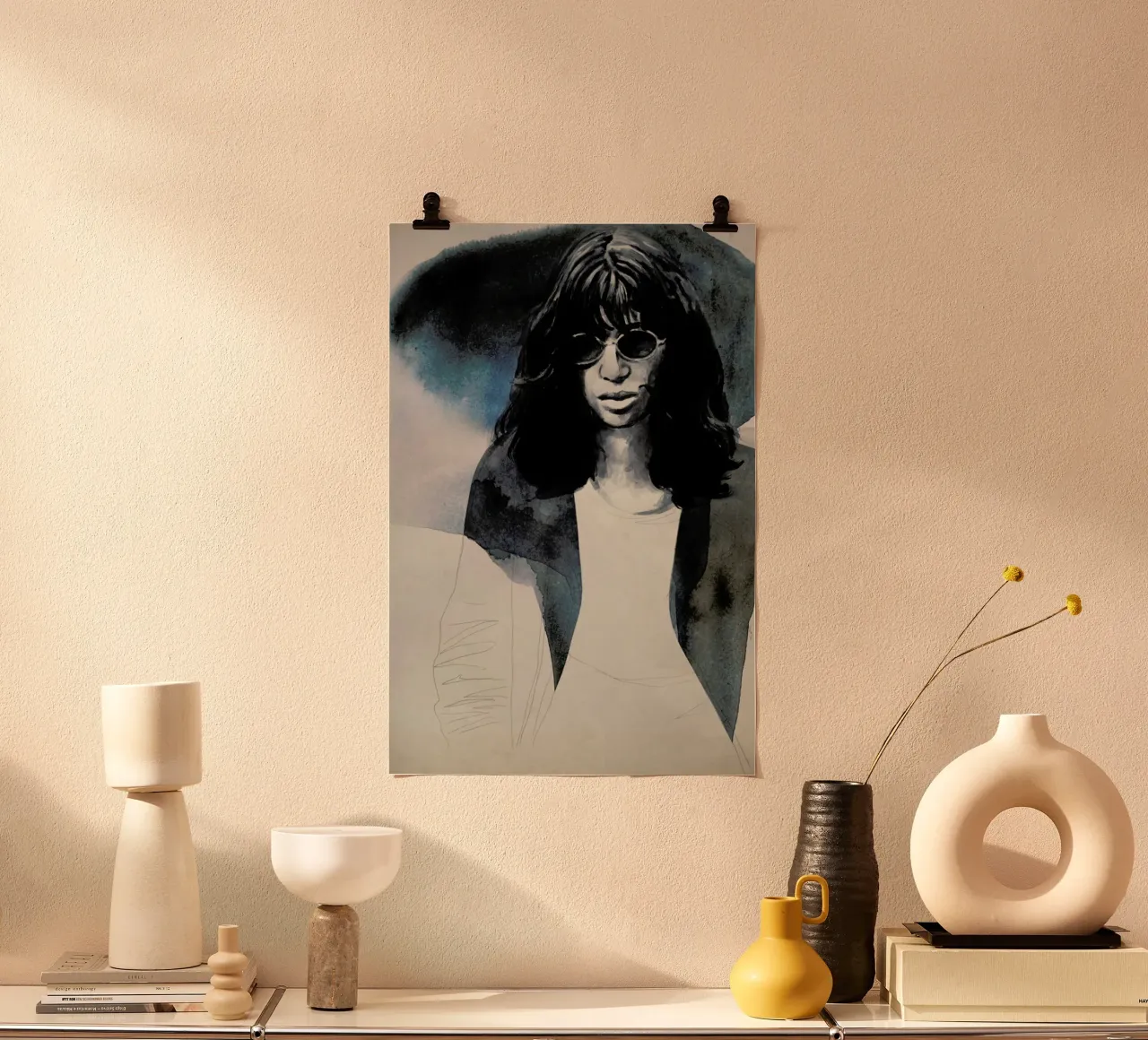 Joey Ramone poster con telaio in alluminio da David Diehl