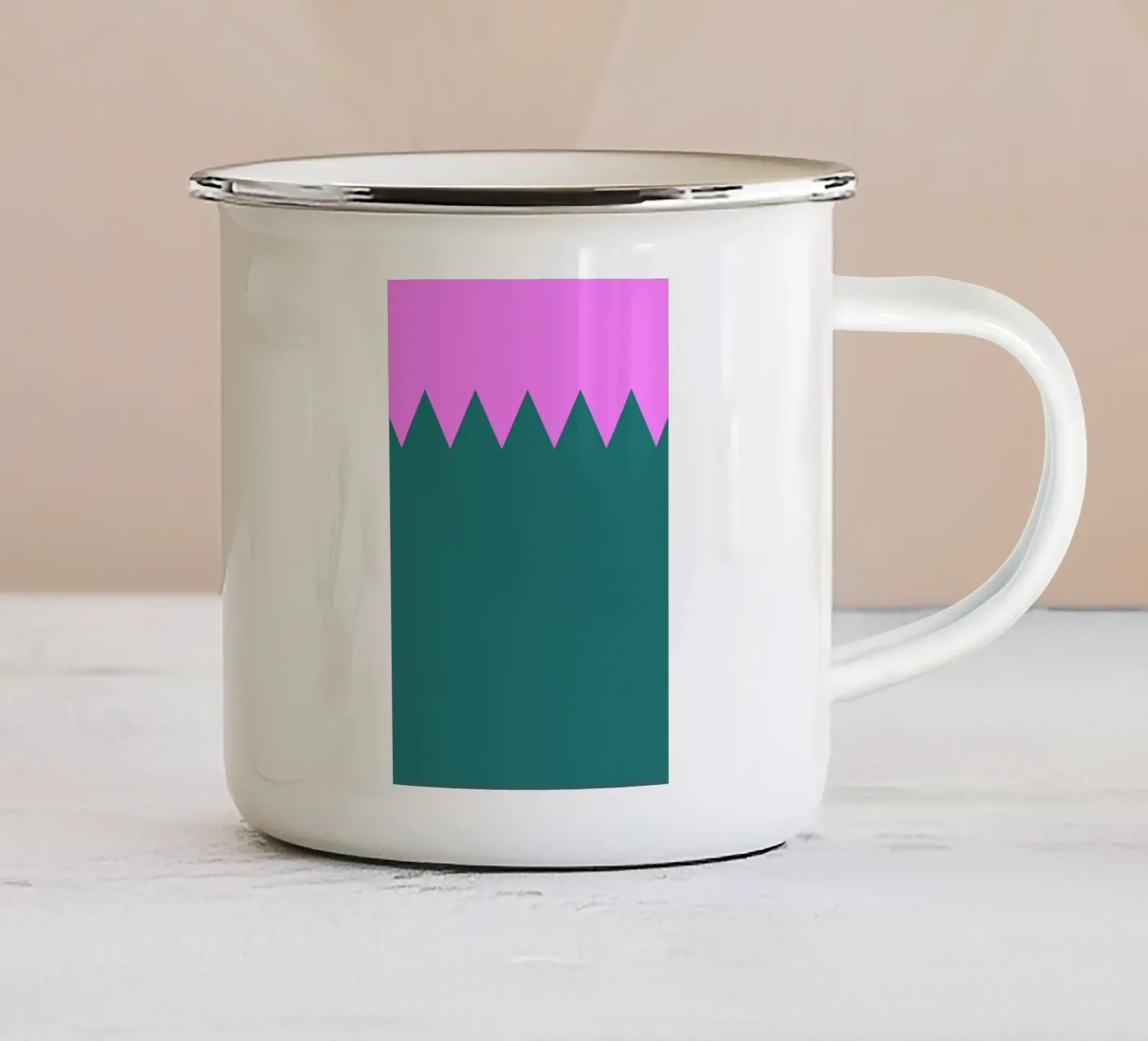 Zig Zag enamel mug by Linda Gobeta