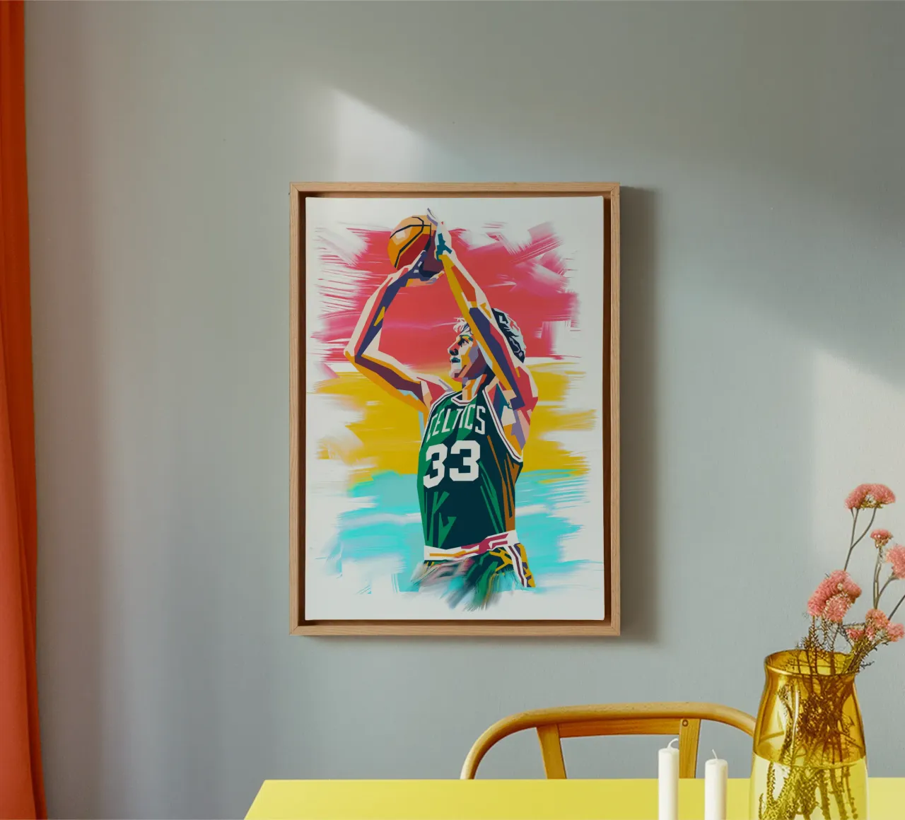 Larry Bird legendarisch basketbal canvas met Baklijst van Hantamrata