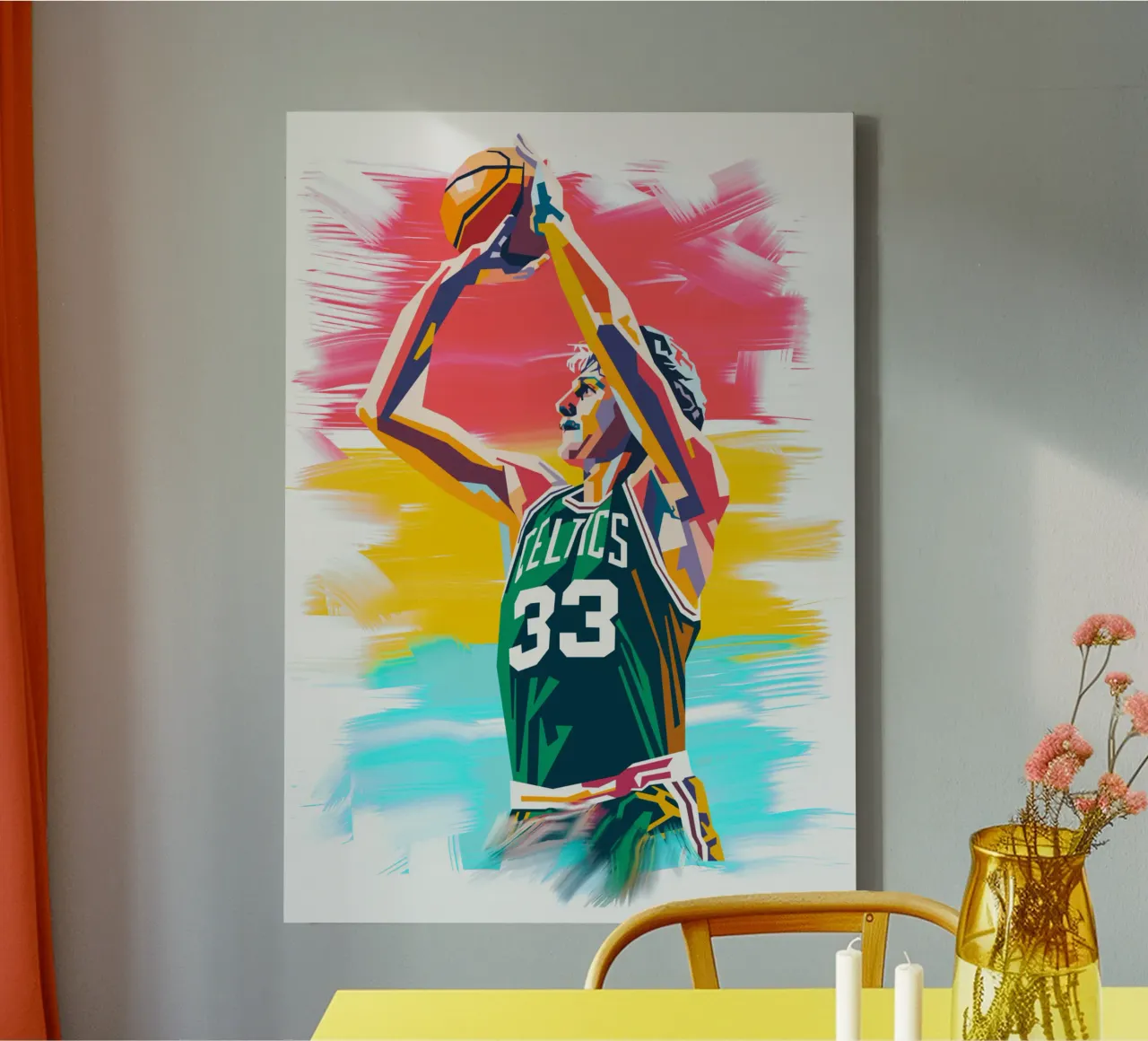 Larry Bird legendarisch basketbal canvas met Baklijst van Hantamrata