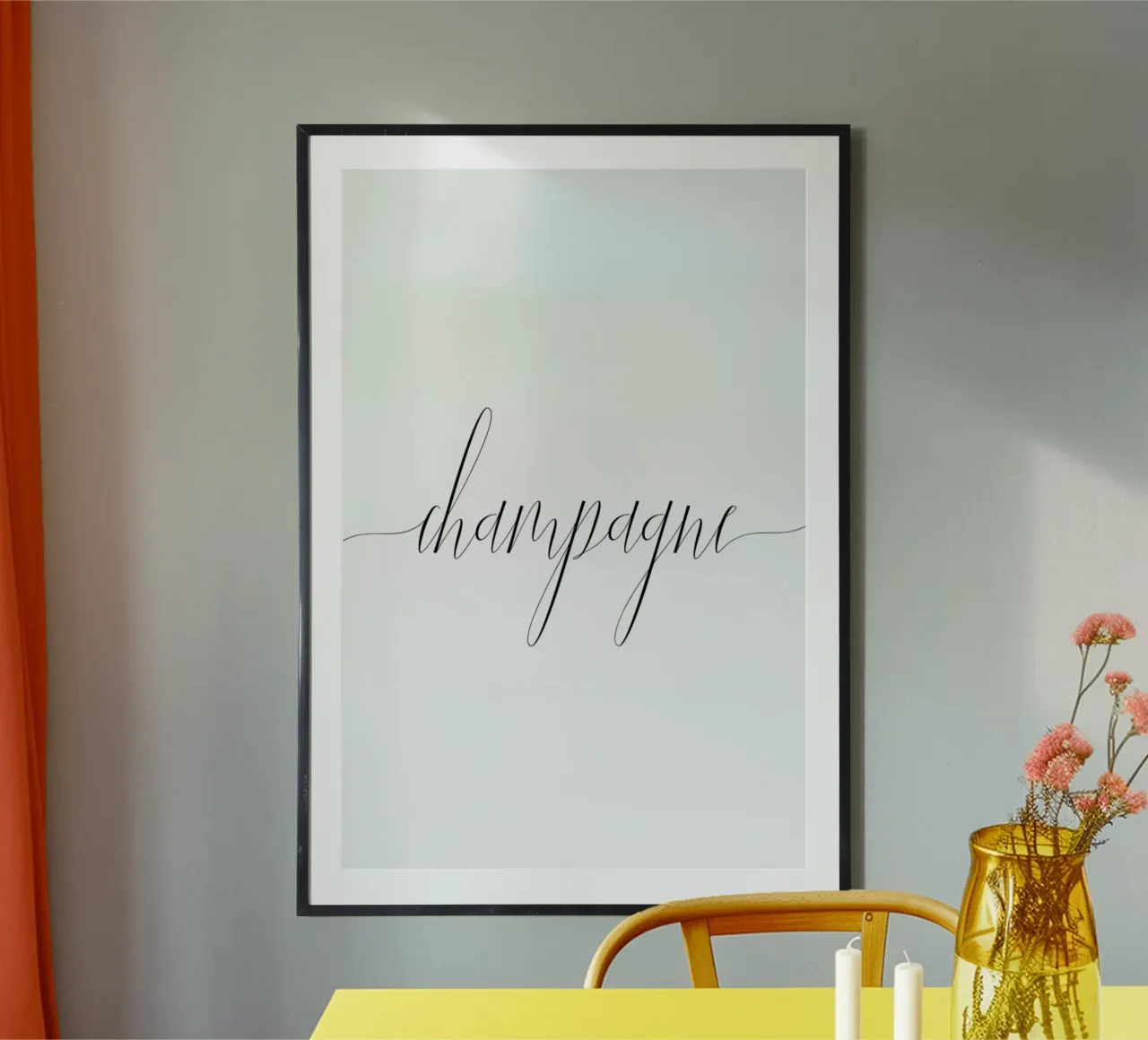 Champagne poster da typed