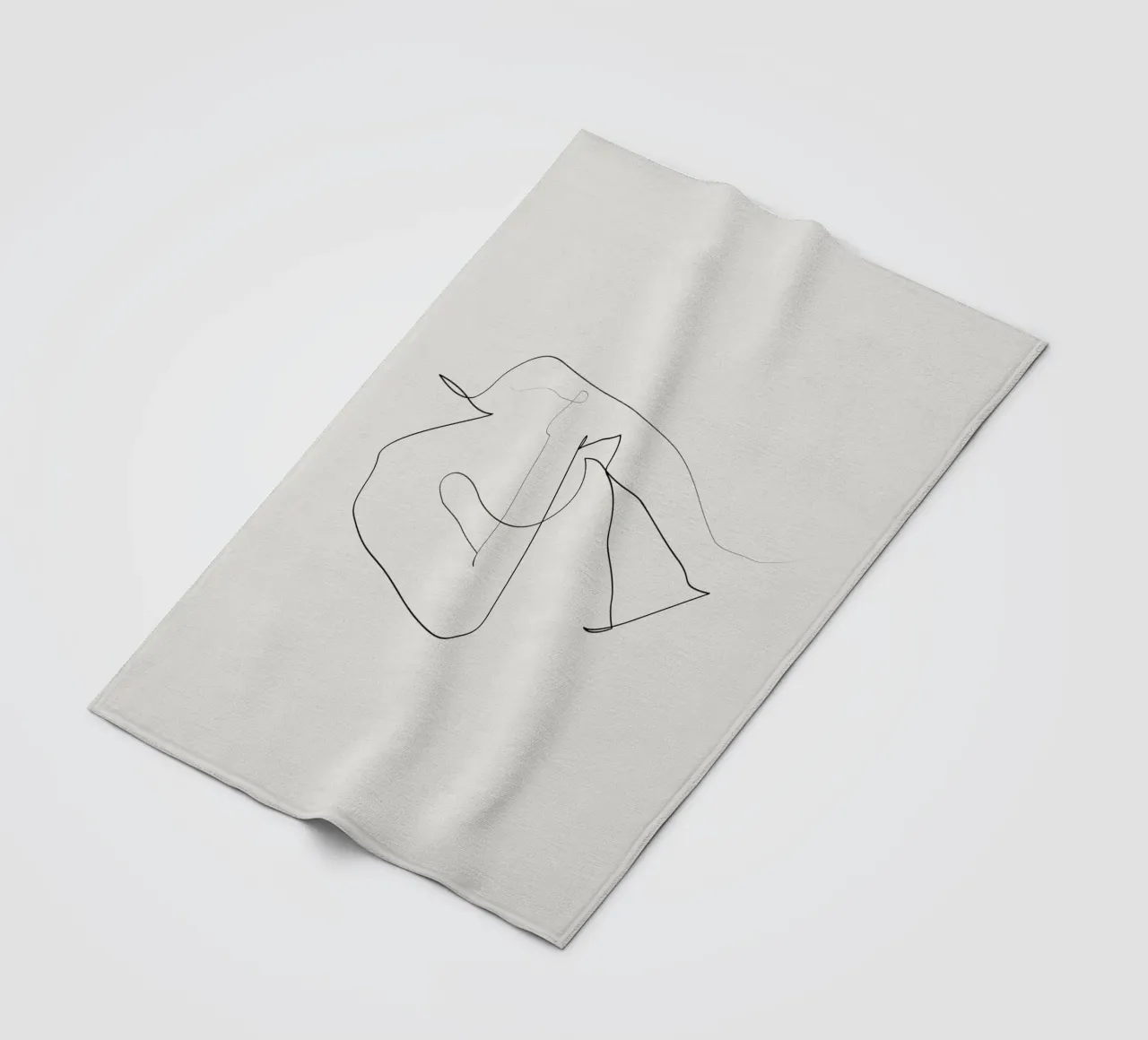 Beneath the Curve - Line nude - A2510 fleece blanket by Addillum