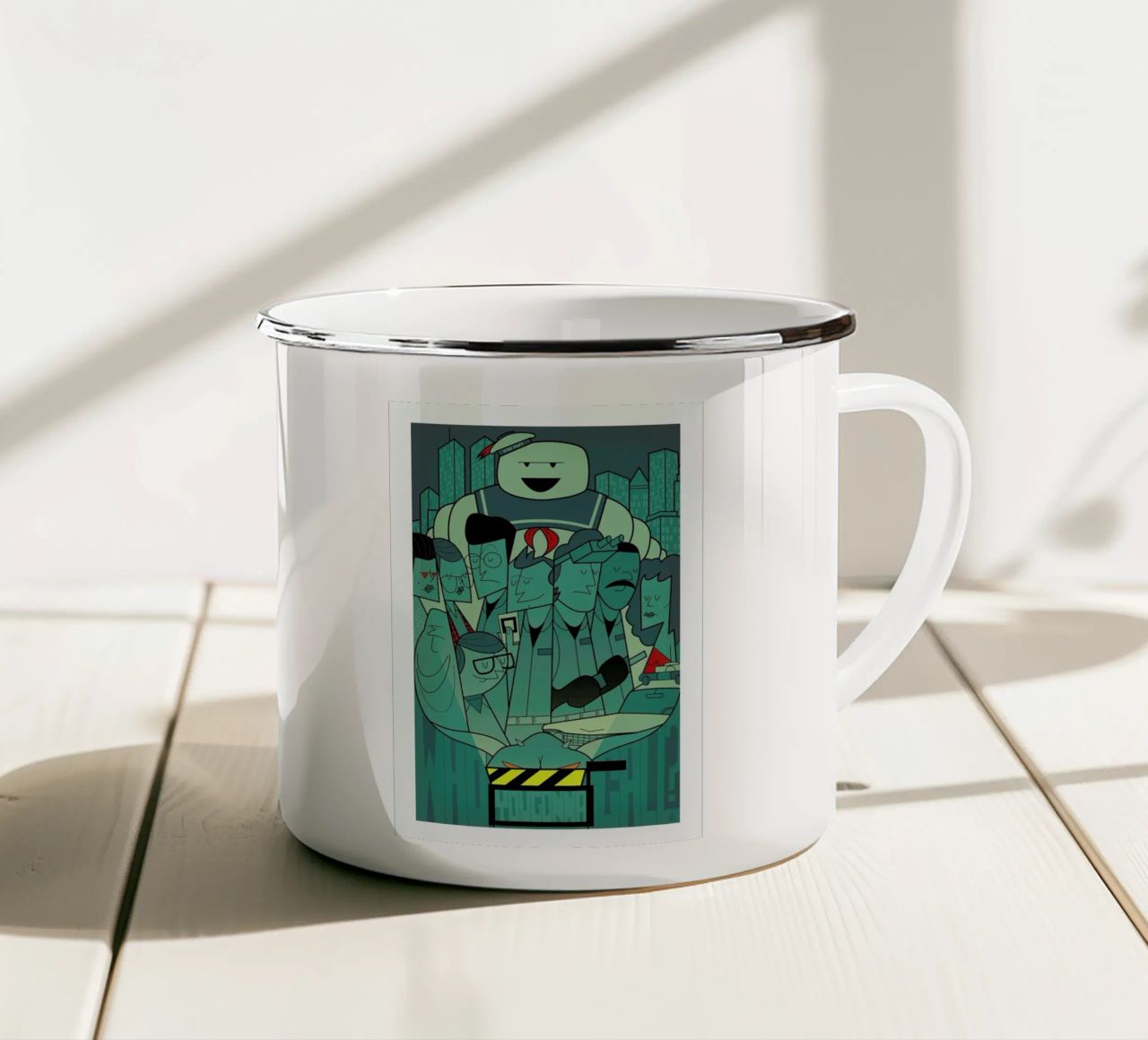 Who you gonna call? tazza in smalto da Ale Giorgini