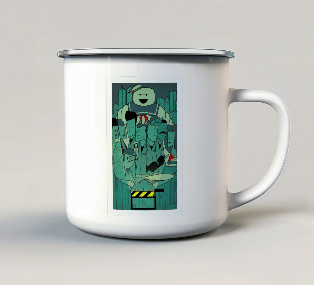 Who you gonna call? tazza in smalto da Ale Giorgini