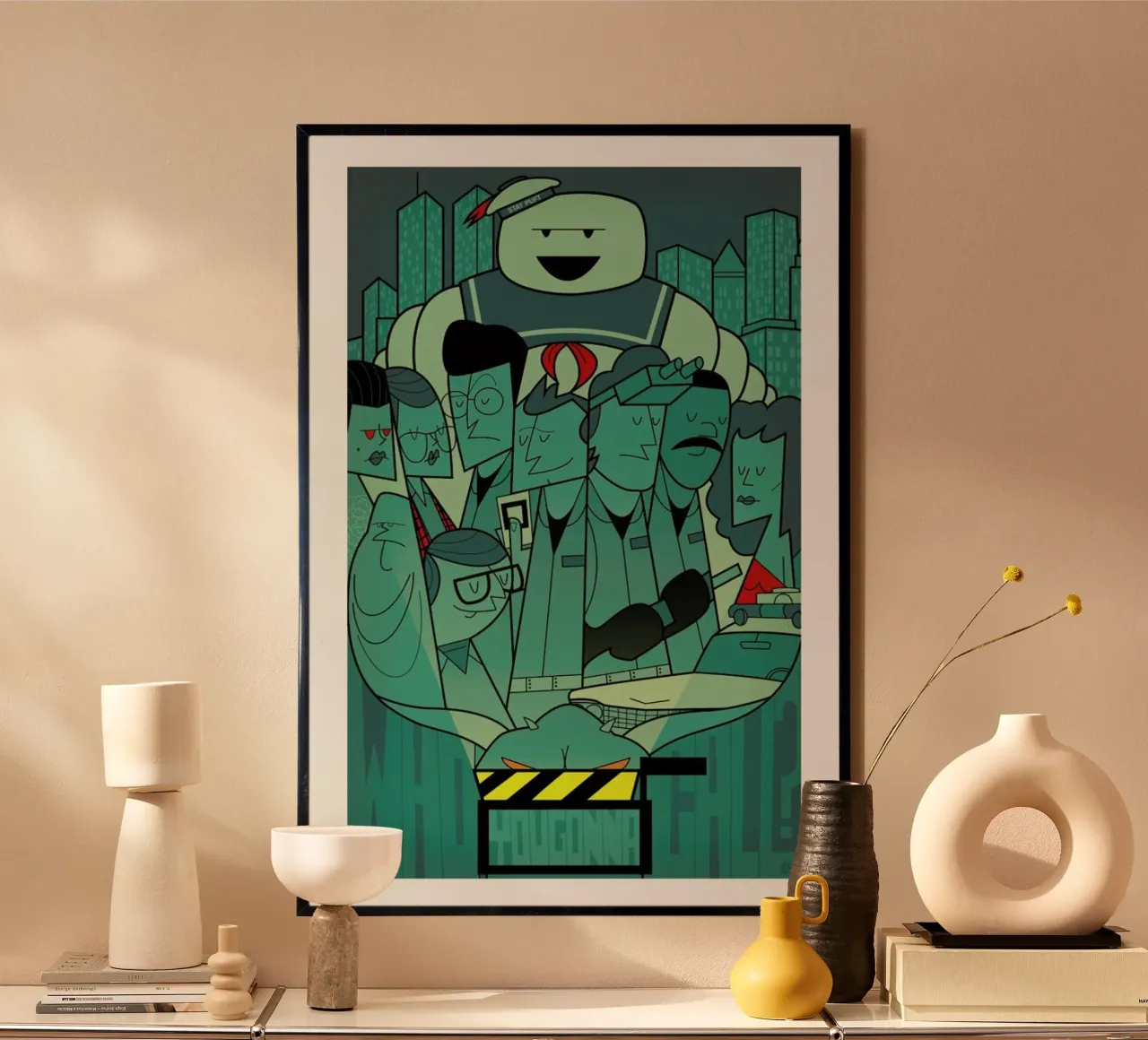 Who you gonna call? poster con telaio in plastica da Ale Giorgini