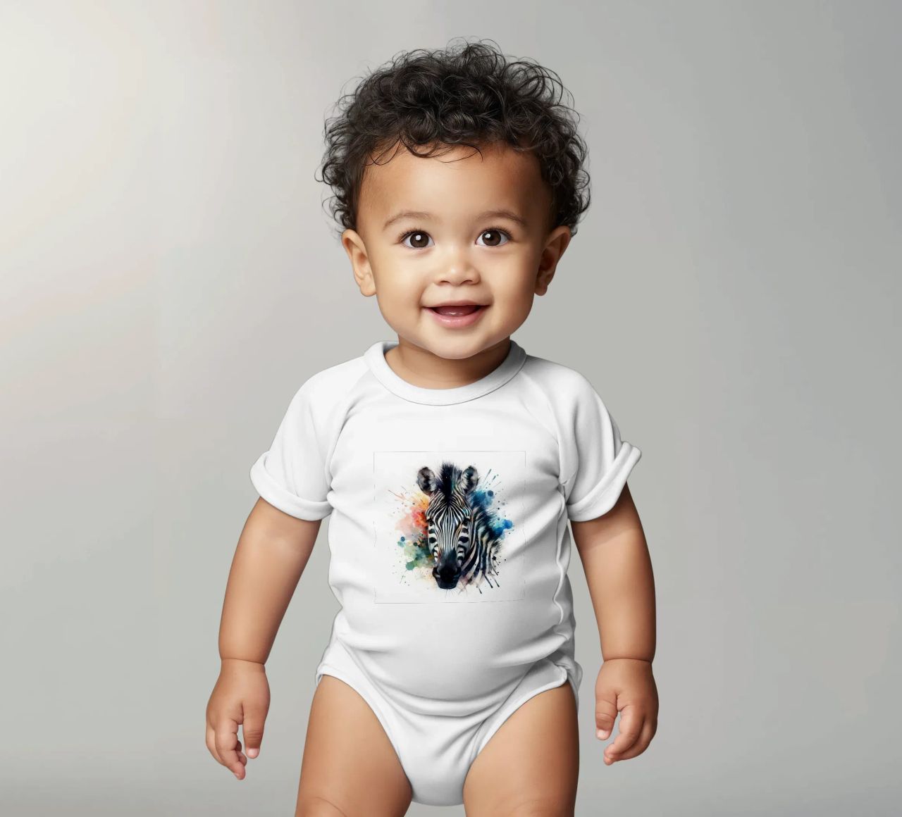 Zebra in acquerello body neonato maniche corte da ARTVI-SHOP