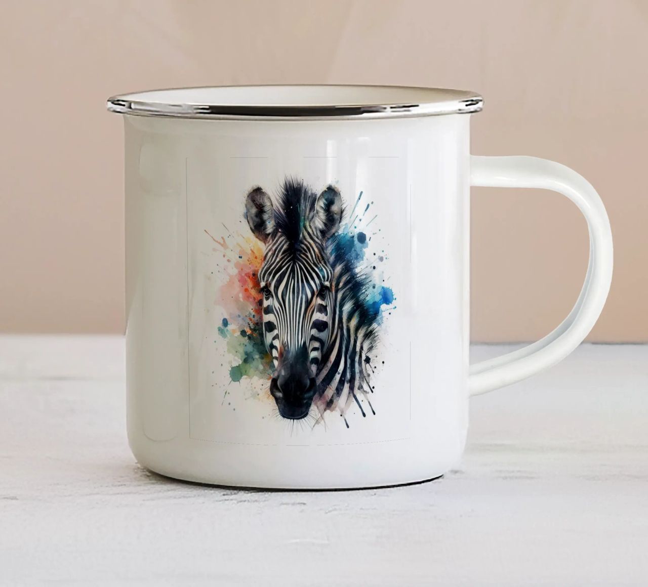 Zebra in acquerello tazza in smalto da ARTVI-SHOP