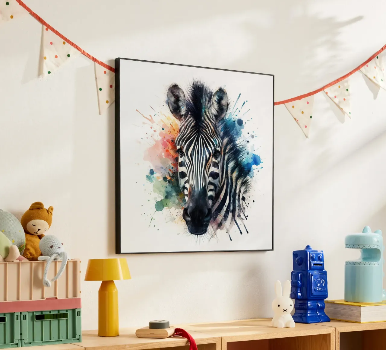 Zebra in acquerello alluminio dibond da ARTVI-SHOP
