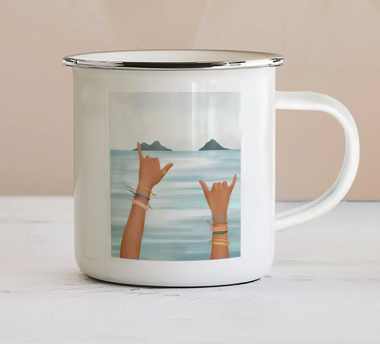 Shaka Sign tazza in smalto da Flow Line