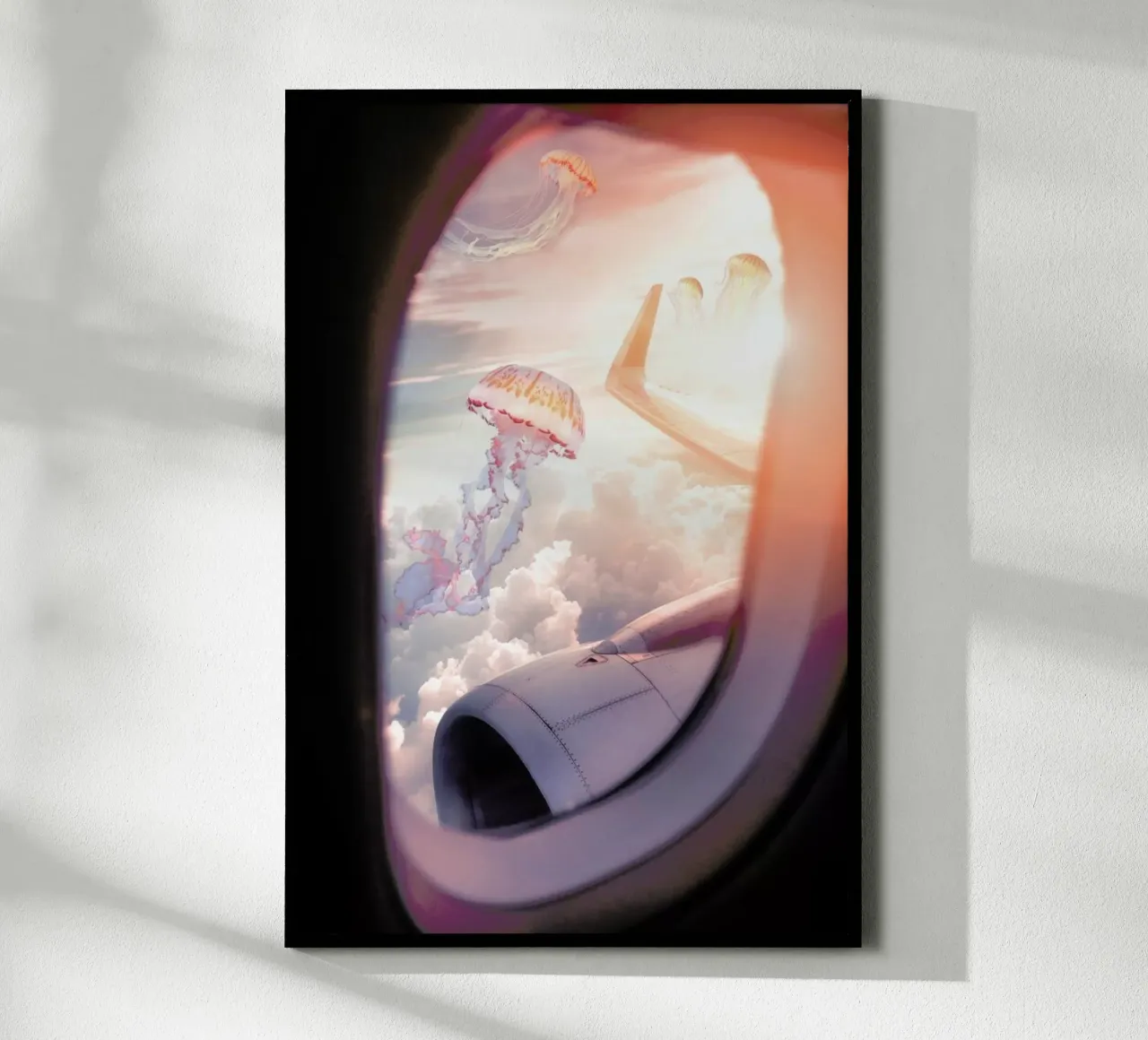 Jellyfish Plane poster con telaio in alluminio da Jonas Loose
