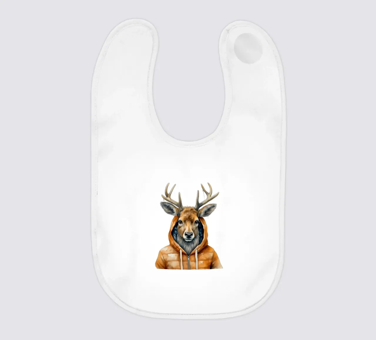 Cartone animato acquerello Alce con felpa con cappuccio bavaglino da Animal Portraits