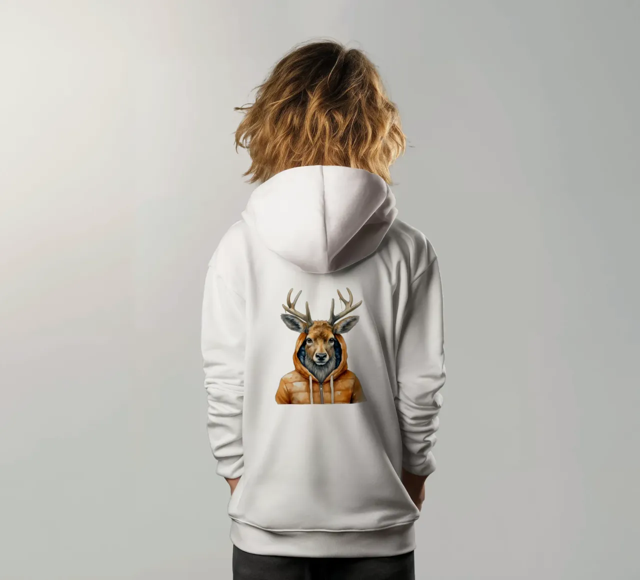Cartone animato acquerello Alce con felpa con cappuccio felpa bambino con cappuccio da Animal Portraits