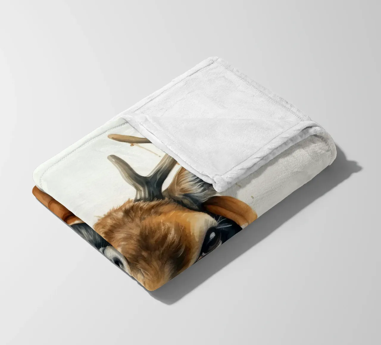 Cartone animato acquerello Alce con felpa con cappuccio coperta in pile da Animal Portraits
