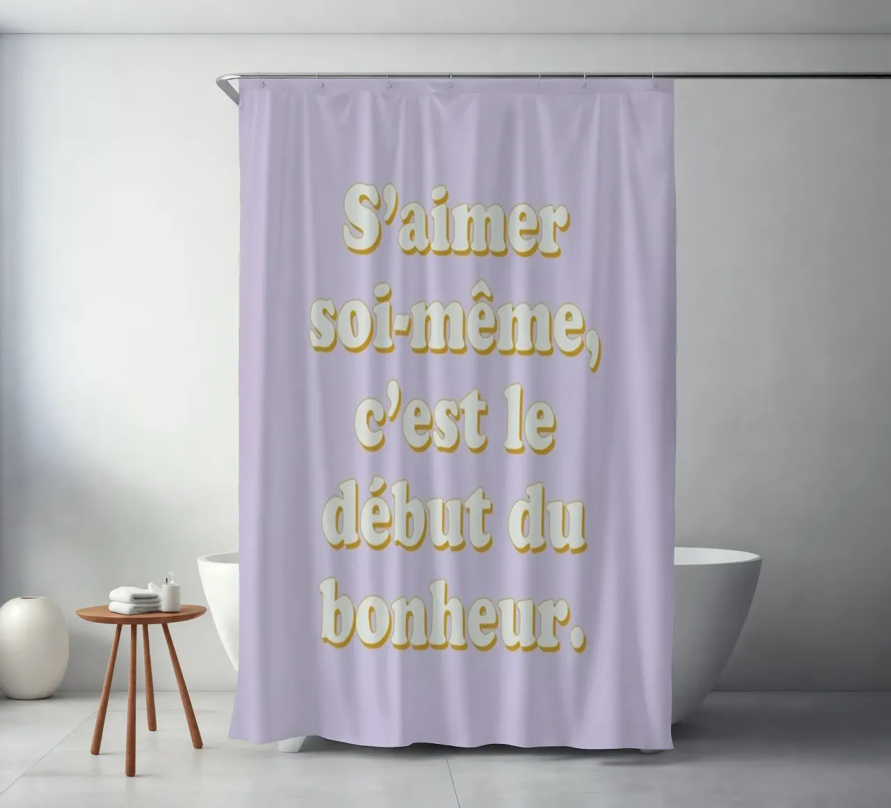Le secret du bonheur shower curtain by Studio One