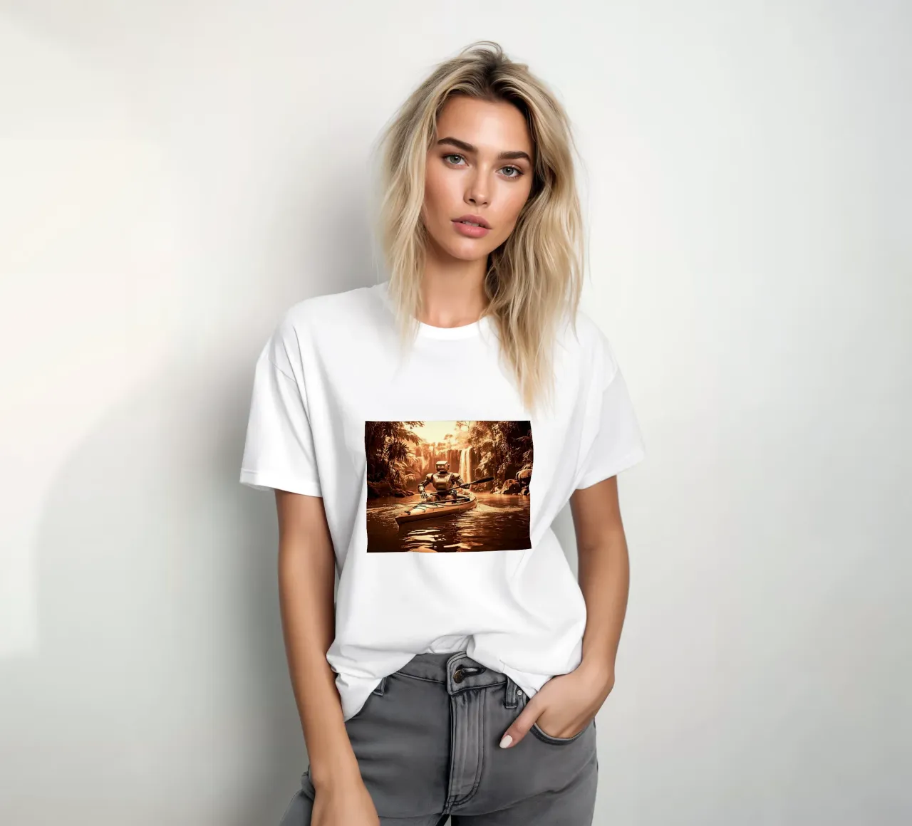 ROBOT EN CANOE. Cuivre. t-shirt da Thierry vobmann photography