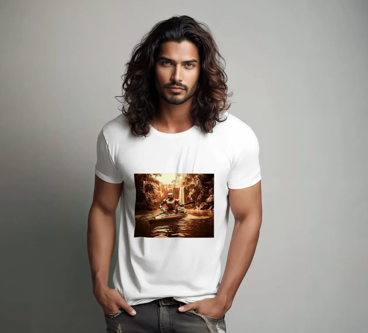 ROBOT EN CANOE. Cuivre. t-shirt da Thierry vobmann photography