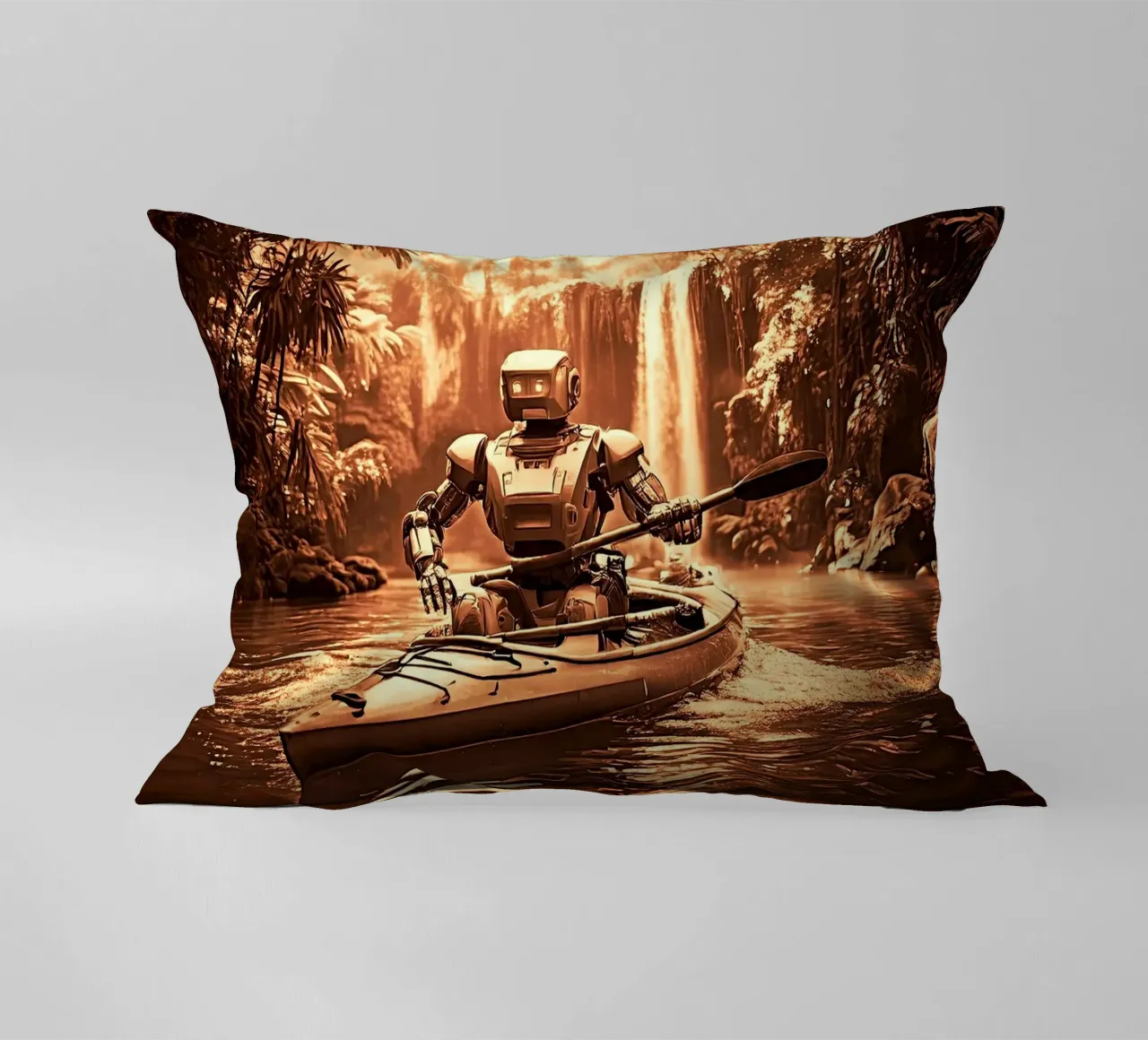 ROBOT EN CANOE. Cuivre. cuscino da Thierry vobmann photography