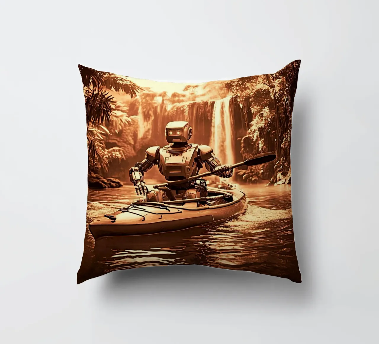 ROBOT EN CANOE. Cuivre. cuscino da Thierry vobmann photography